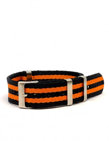 Bracelet nato orange noir 20 mm